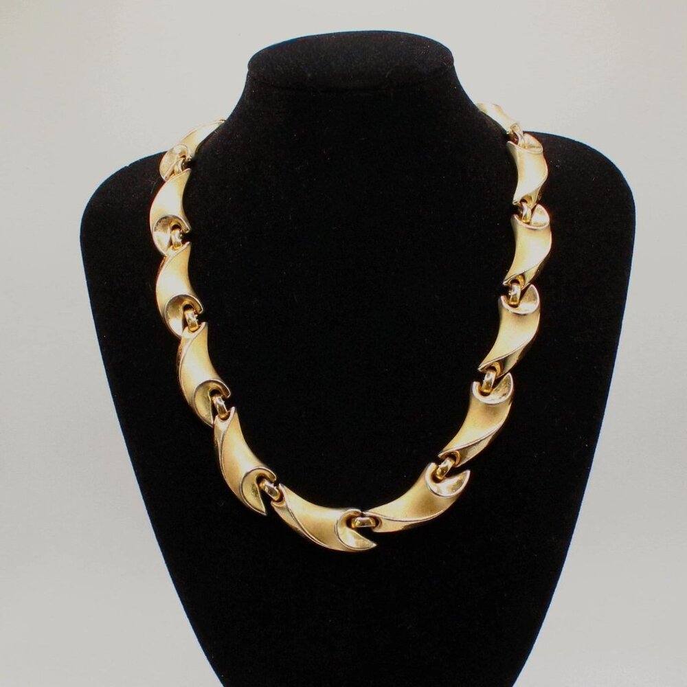 MCM Vintage Goldtone Swirl Link Necklace.
